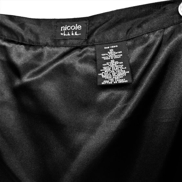 Nicole Miller Women’s Black Chiffon Pleated Knee Length Skirt- Size 10 - Picture 4 of 8